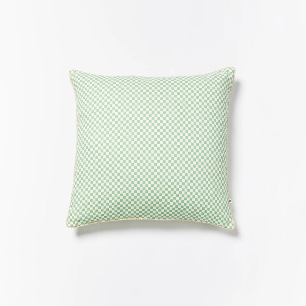 Bonnie & Neil | Tiny Checkers Cushion | Sage 60cm