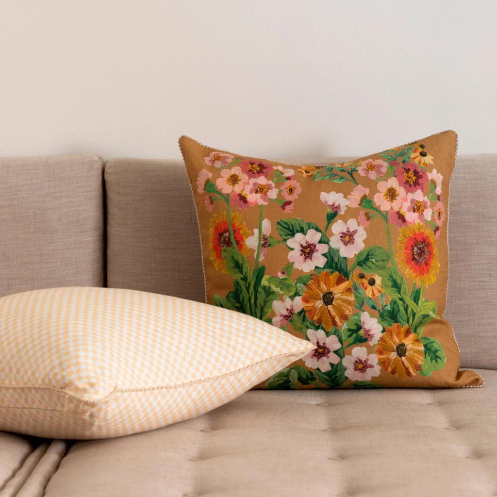 Bonnie & Neil | Flower Bed Cushion | Tan 60cm