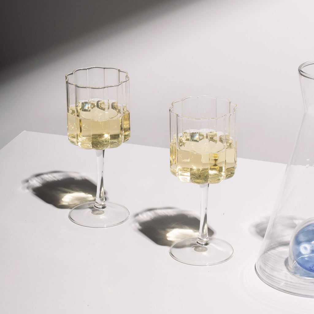 Fazeek | Wave Wine Glass Set of 2 | Clear