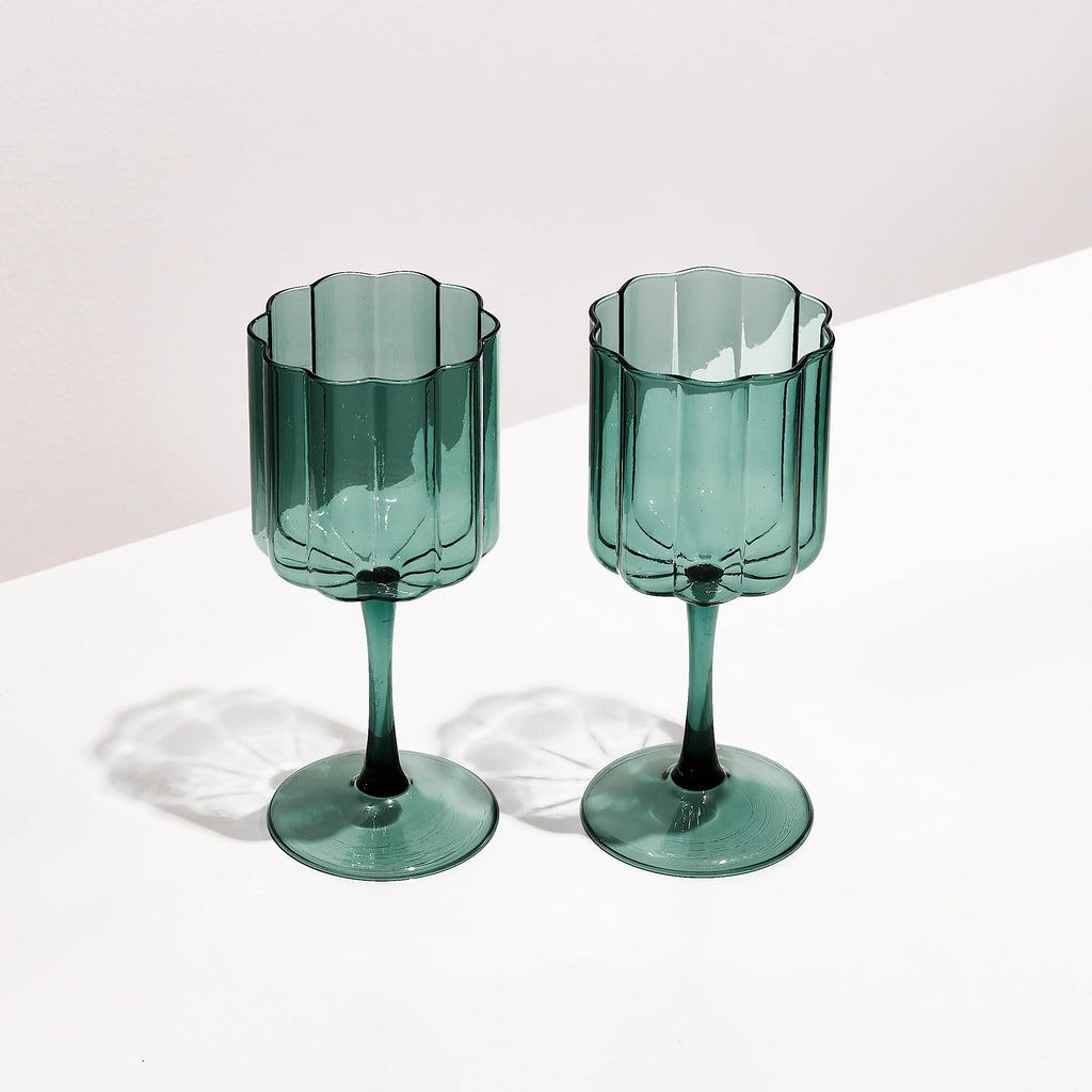 Fazeek | Wave Wine Glass Set of 2 | Teal